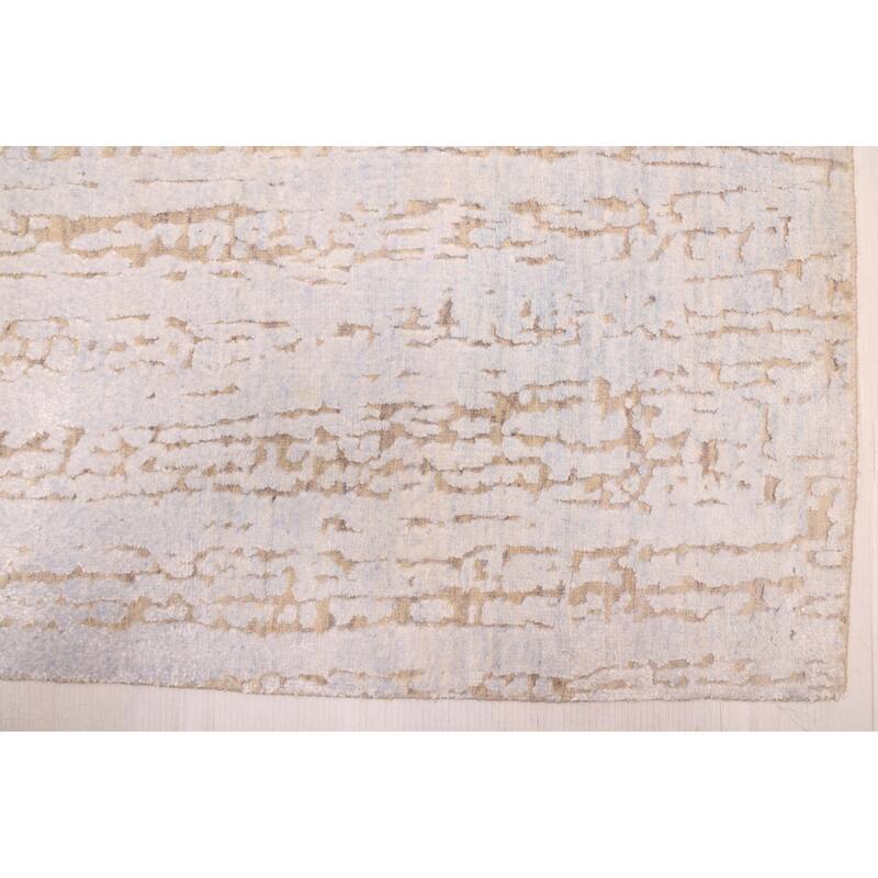 ECARPETGALLERY Hand-knotted Legacy Light Blue Silk, Wool Rug - 2'5 x 11'11