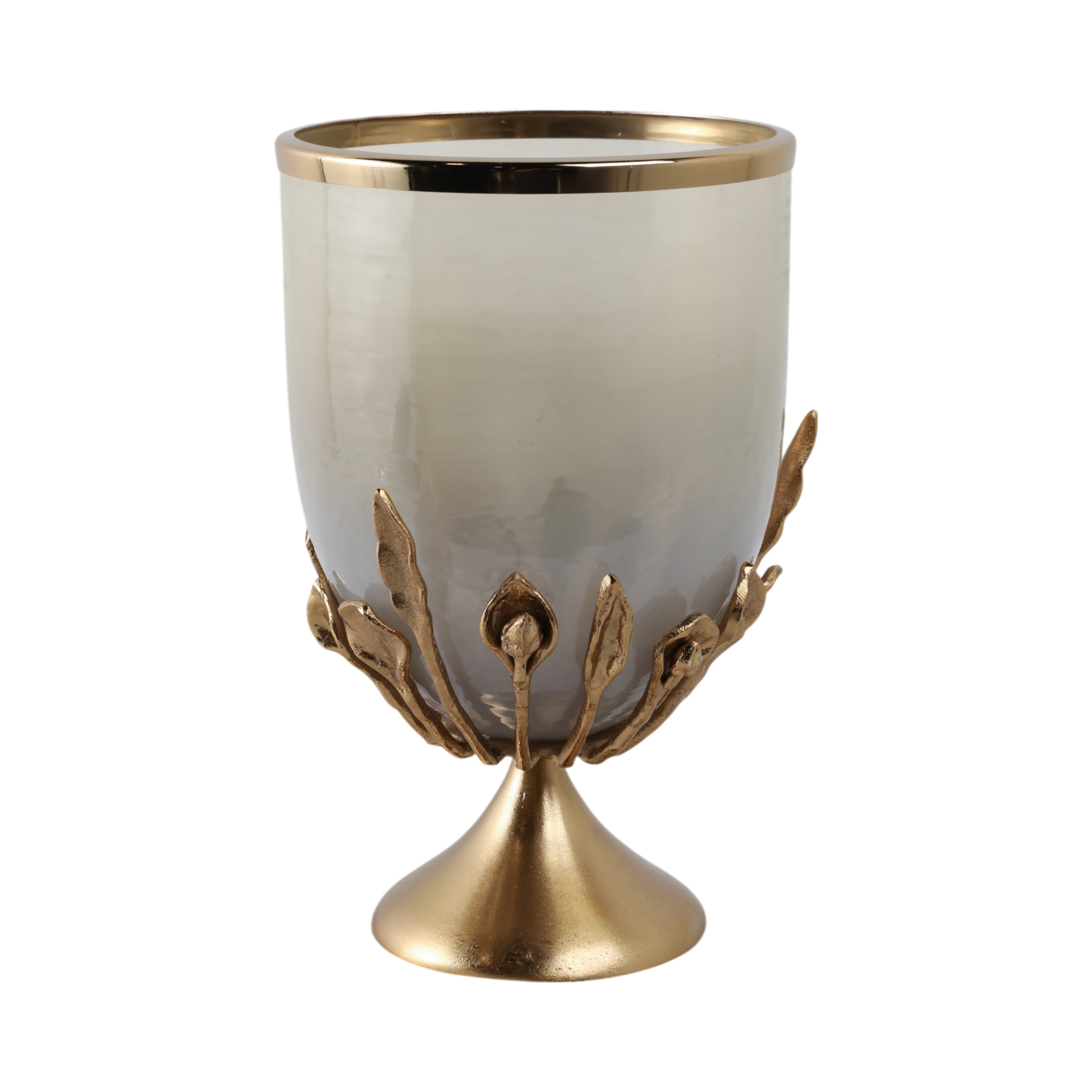 Candle Holder - Gold Glass Metal Frame Hurricane