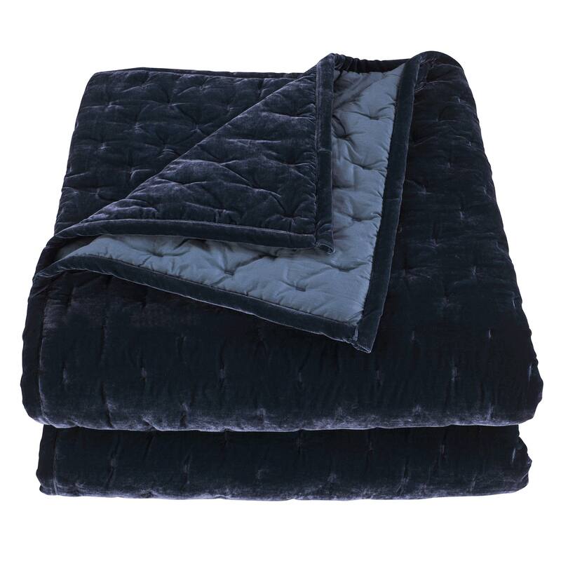 HiEnd Accents Stella Solid Color Faux Silk Velvet Romantic Modern Rustic 1 Piece Quilt