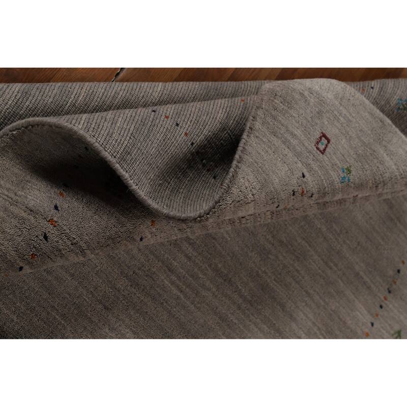 Tribal Gray Gabbeh Oriental Area Rug Handmade Wool Carpet - 5'3"x 7'7"