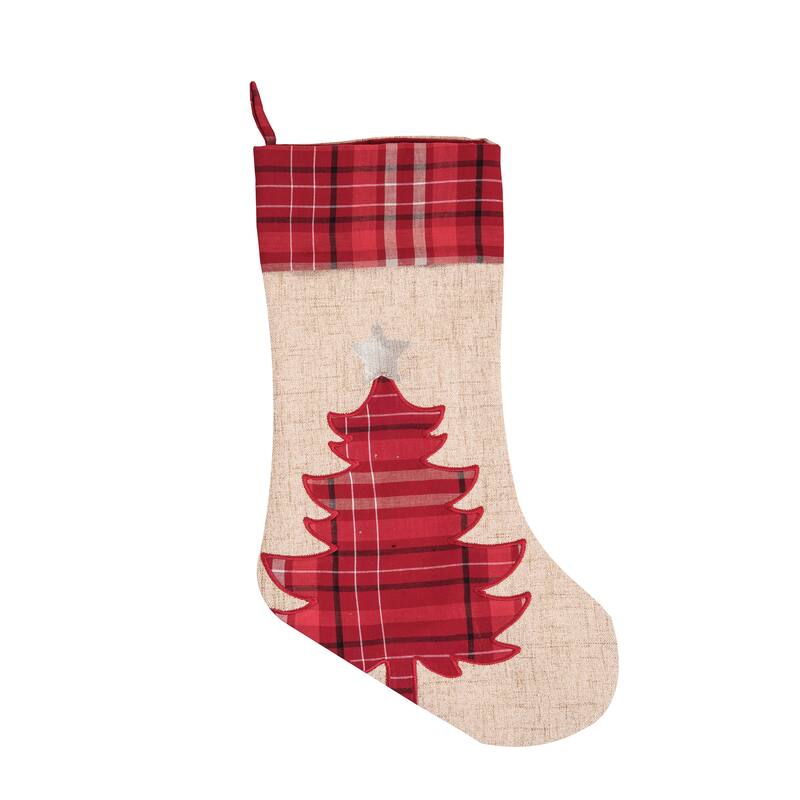 Plaid Christmas Tree Stocking - King