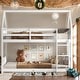 preview thumbnail 2 of 15, Low Height House Bunk Bed with Headboards,Guardrails,Ladder,Twin Over Twin Kids Bed
