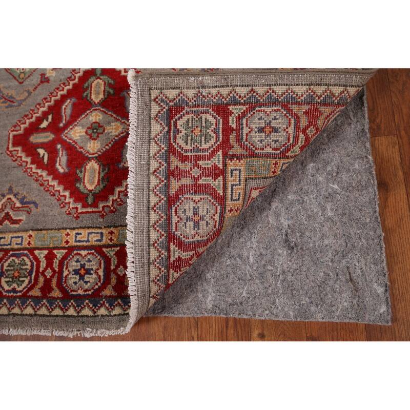 Geometric Kazak Oriental Accent Rug Handmade Entryway Wool Carpet - 3'3" x 4'11"