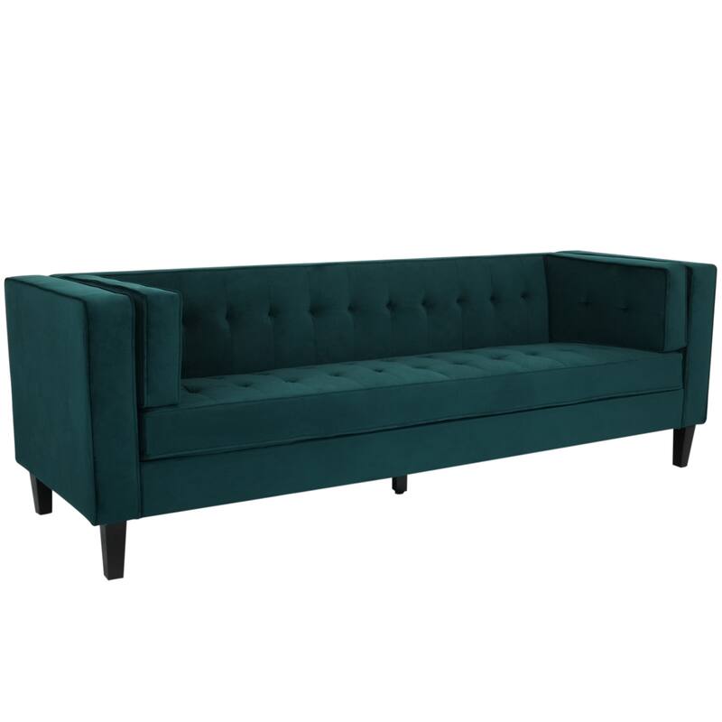 Velvet Button Tufted 3-seater Sofa with Hardwood Frame