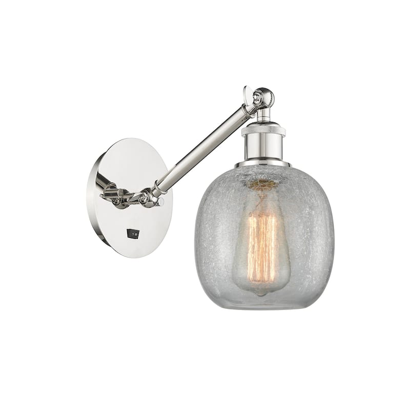Innovations Lighting 317-1W-13-6 Belfast Sconce Belfast 13" Tall Wall - Polished Nickel / Clear Crackle