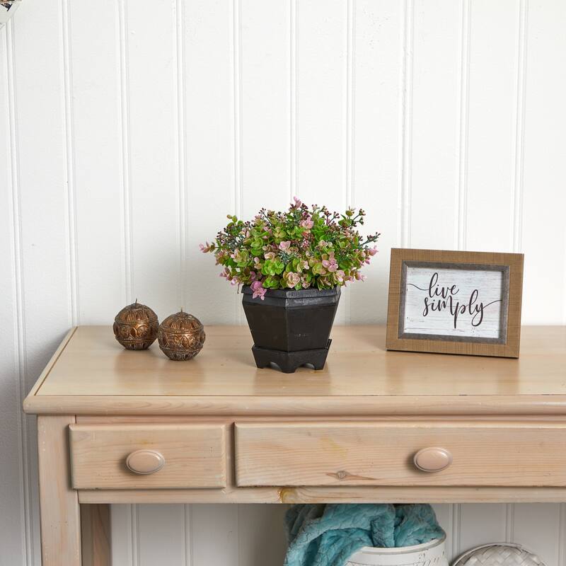 Artificial Sedum Eucalyptus Plant Set - 13 Inch City Chic Arrangement with Planter - 1.08ft.