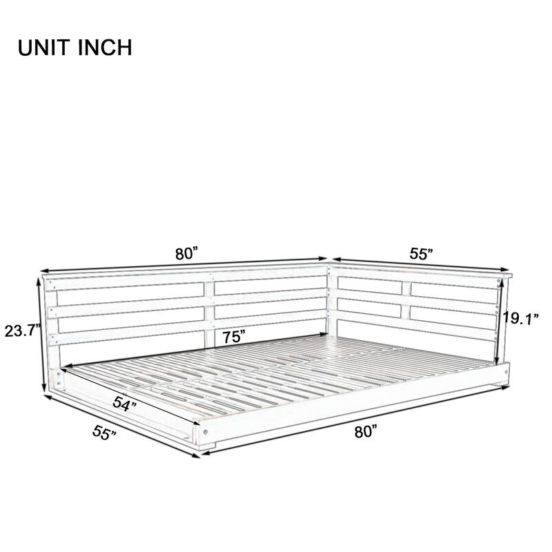 Acacia Wood Porch Swing Bed for Outdoor with Hemp Ropes - Full Size Hanging Bed, 350lbs Capacity, Open-Side Minimalist Design