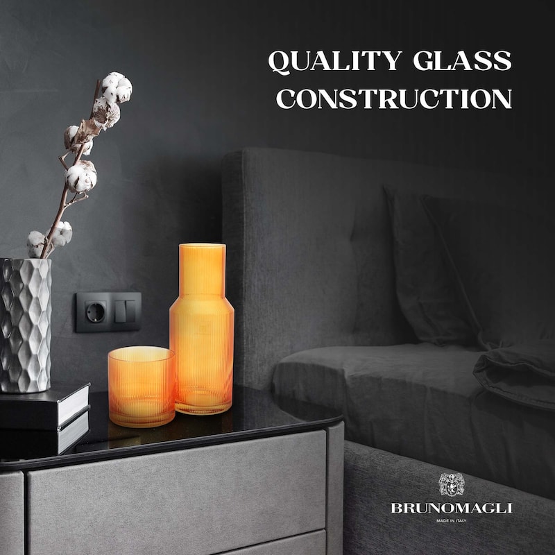 Bruno Magli Ribbed Carafe with Tumbler Lid - 28 oz