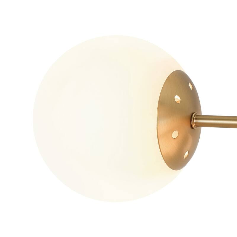 Mid-century 10-Light Sputnik Living Room Frosted Glass Orb Chandelier - 38.0 in