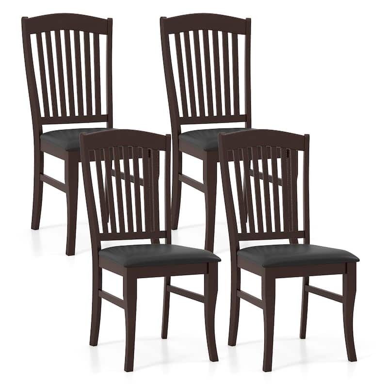 Gymax Modern Dining Chairs Set of 4 Armless Kitchen Chairs - Brown - Set of 4