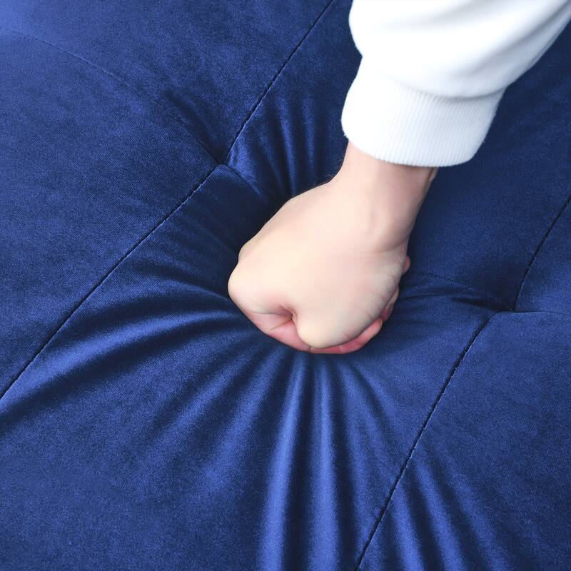 Velvet Futon Sofa Bed with Folded Armrests