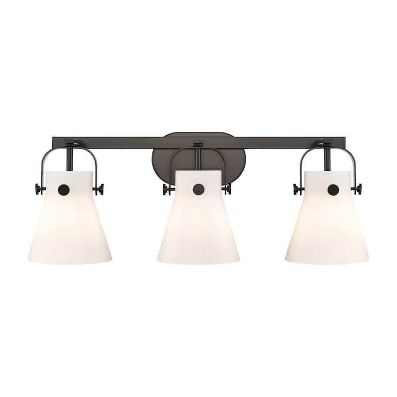 Innovations Lighting 423-3W-10-27 Pilaster II Cone Vanity Pilaster II - Matte Black / Matte White