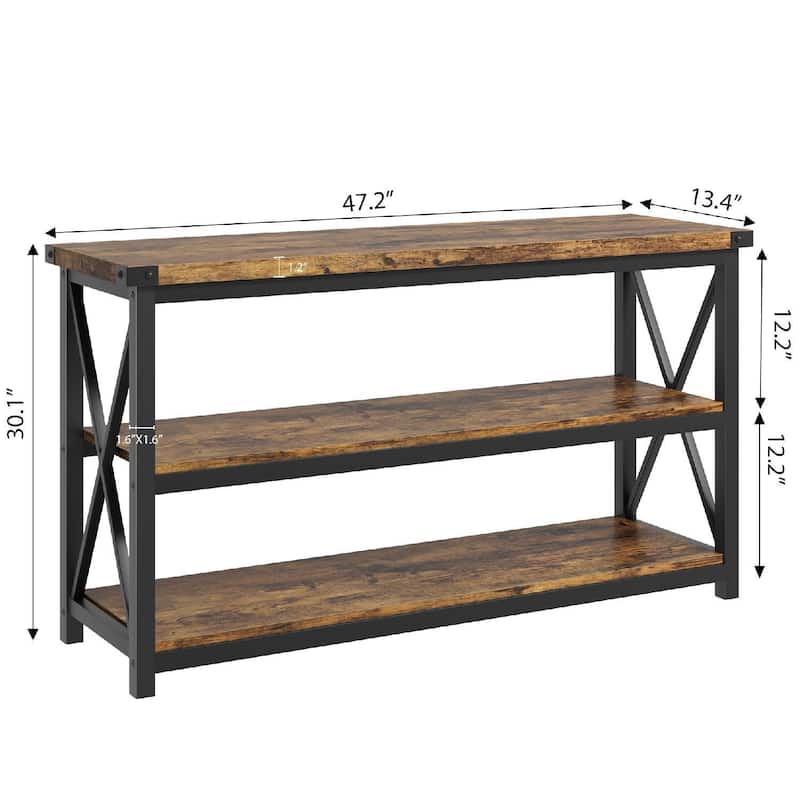 47.2" 3 Tier Narrow Entryway Table, Console Table with Metal Frame