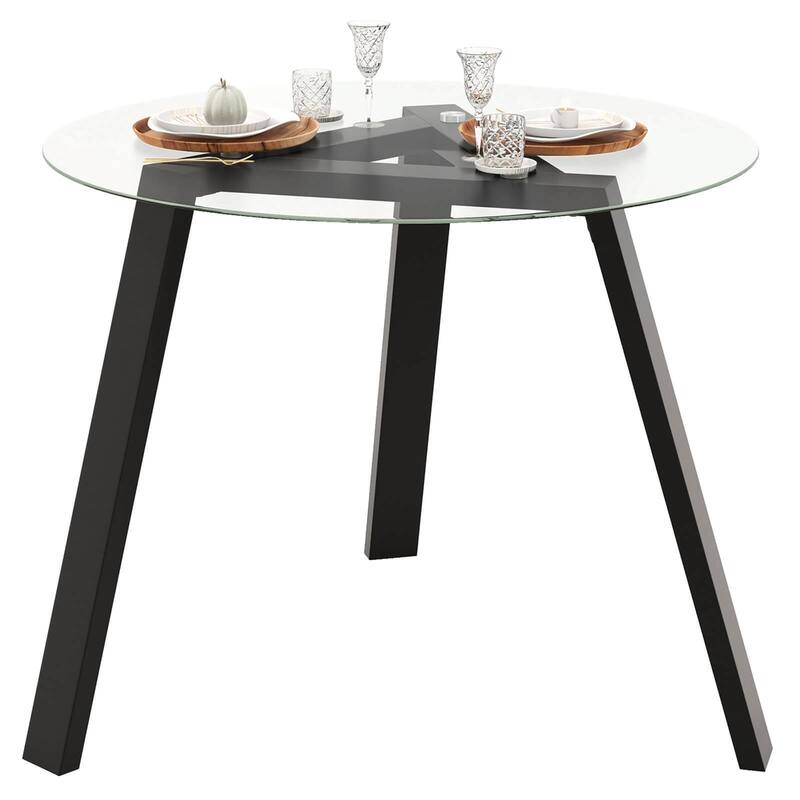 Costway 36" Round Glass Dining Table for 4 with Tempered Glass - See Details
