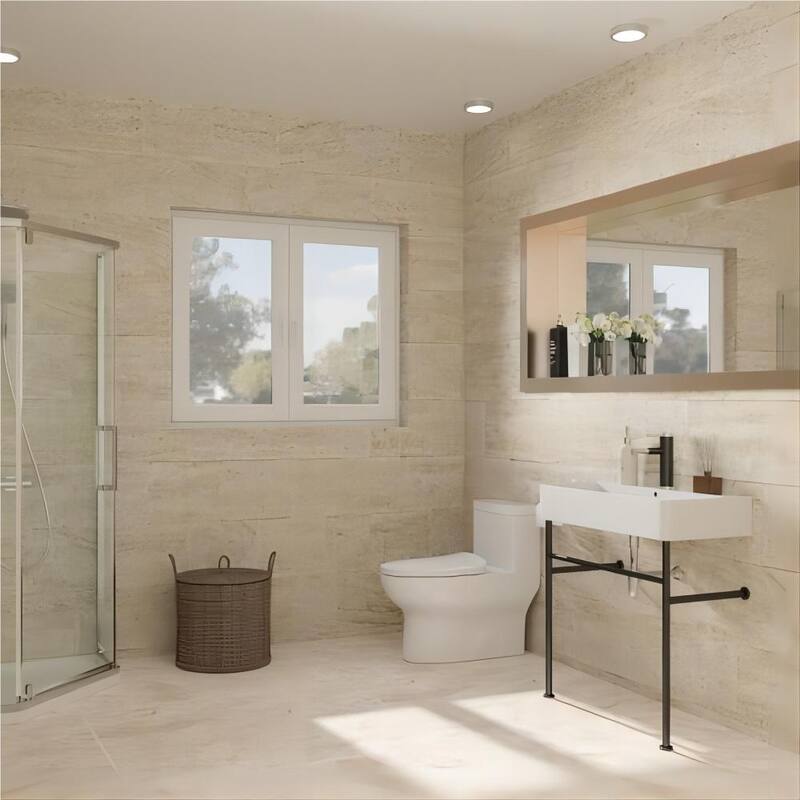 Dornberg 32" Bathroom Ceramic Console Sink White Basin and Legs with Overflow