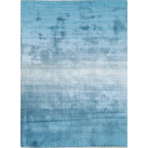 Blue Contemporary Gabbeh Oriental Rug Wool Hand-knotted Foyer Carpet - 3'11" x 5'4"