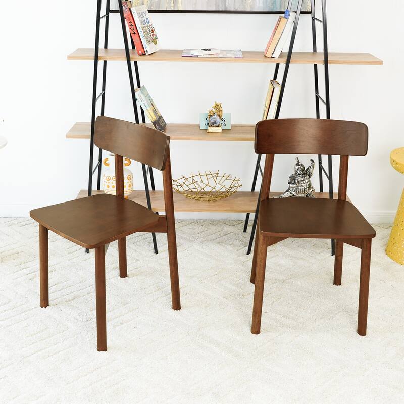 Willow Contemporary Solid Wood Dining Chairs in Brown ( Set of 2)