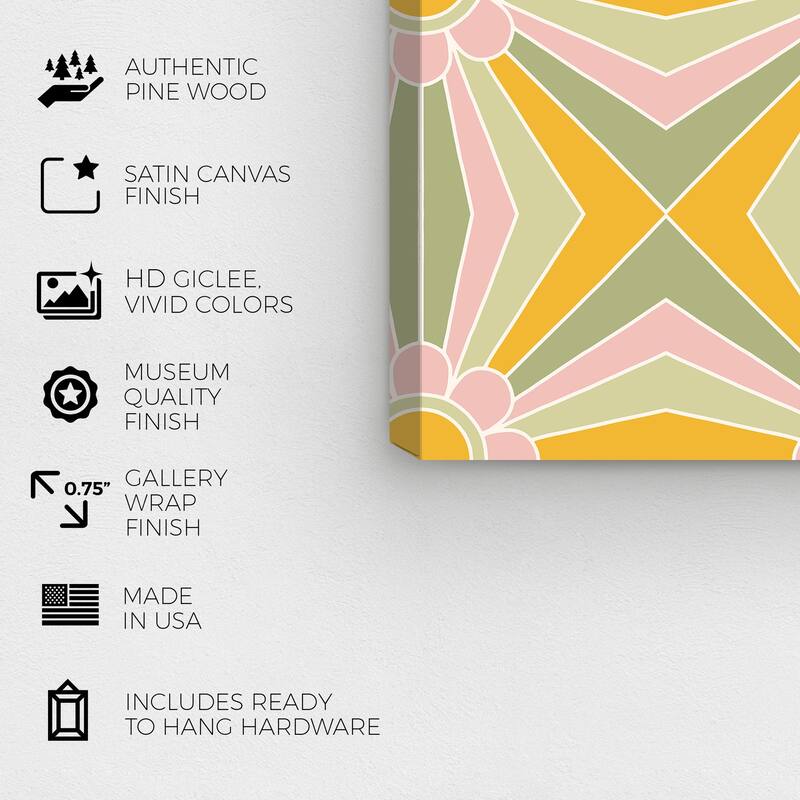 Wynwood Studio Canvas Abstract My Art Deco Number One Green and Light Pink Vintage Wall Art Canvas Print