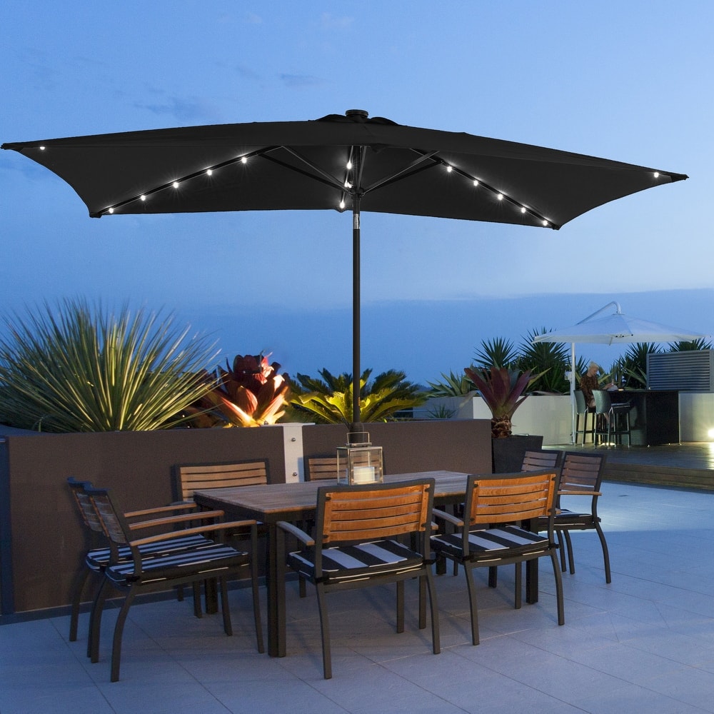 Bonosuki Outdoor 10×6.5FT LED Rectangular Patio Umbrella with Aluminum/Steel Pole, UV Protection