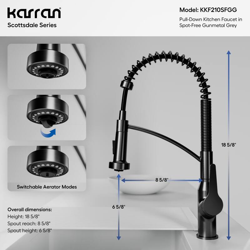 Karran Scottsdale Single-Handle Pull-Down Sprayer Commercial Style Kitchen Faucet