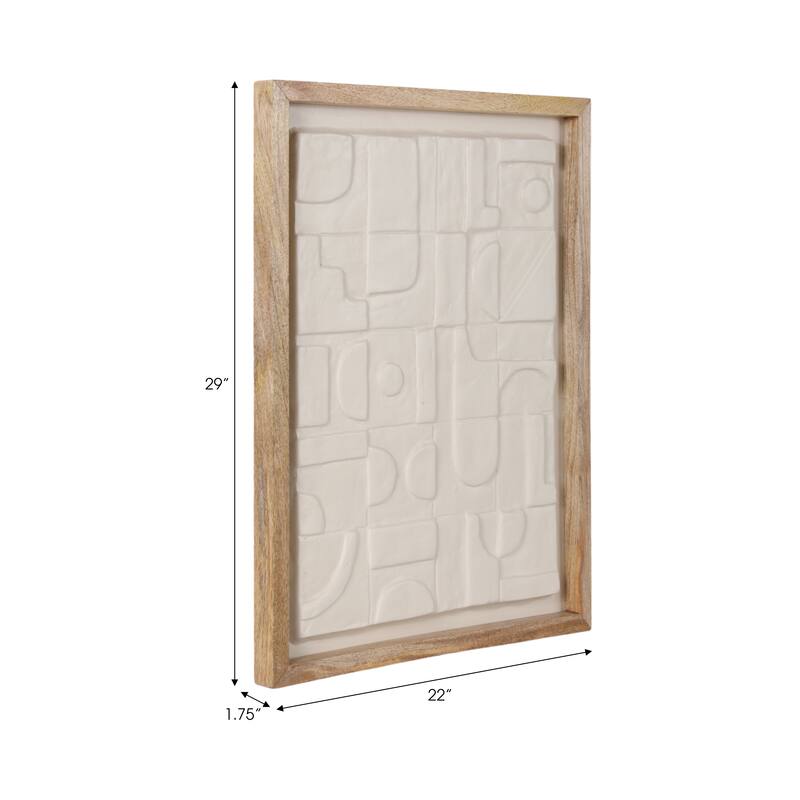Paper Wood Framed Art Geo Modern Abstract Texture - 29x22" White