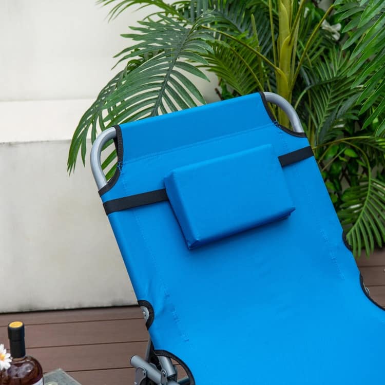 5-Position Folding Chaise Lounge Chair with Adjustable Footrest - 60" x 24" x 33"