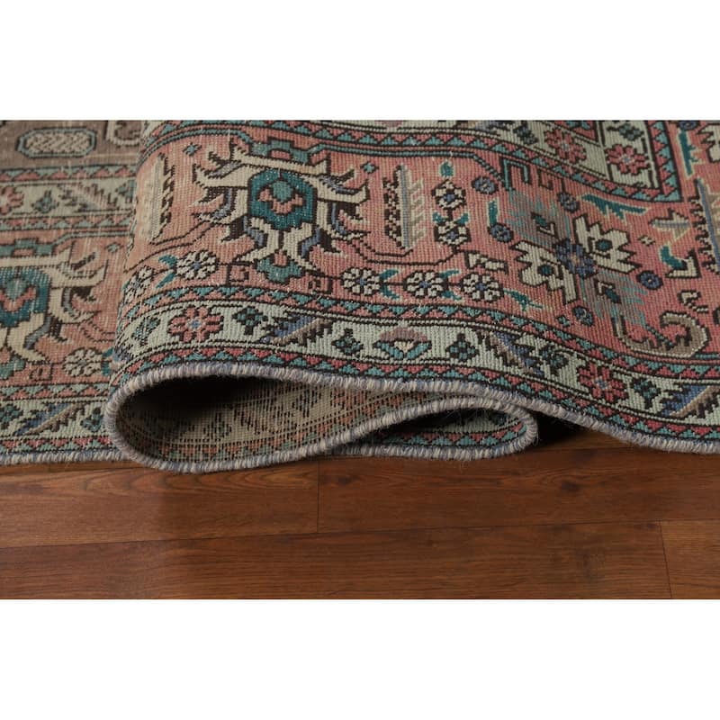 Brown Geometric Tabriz Persian Area Rug Hand-Knotted Wool Carpet - 8'2"x 11'1"
