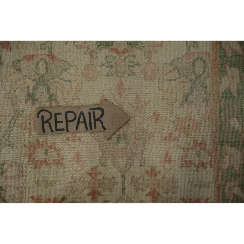 Hand Knotted Oriental 100% Wool Carpet Traditional Floral Beige & Ivories Ziegler Area Rug - 12' 10'' X 9' 7''