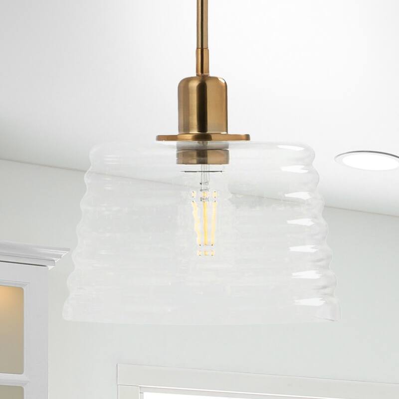 Robert Stevenson Lighting Rhodes - Ribbed Glass Ceiling Light - 10.5"L x 10.5"W x 9.9"H