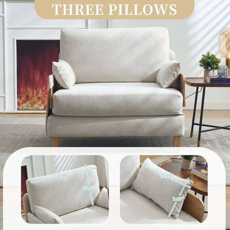 Convertible sofa bed, 3-in-1 convertible with 3 pillows