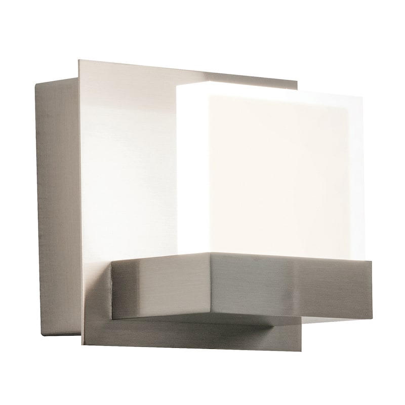Arlo 1-light ADA Satin Nickel LED 120V Wall Sconce, Frosted Acrylic Shade - Satin Nickel
