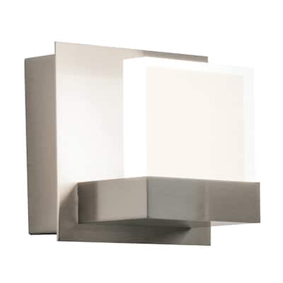 Arlo 1-light ADA Satin Nickel LED 120V Wall Sconce, Frosted Acrylic Shade