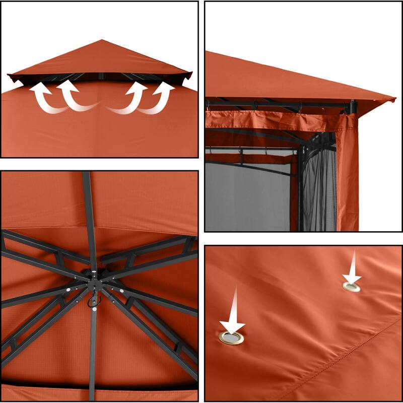 ABCCANOPY Patio Outdoor Gazebo for Double Roof Soft Canopy