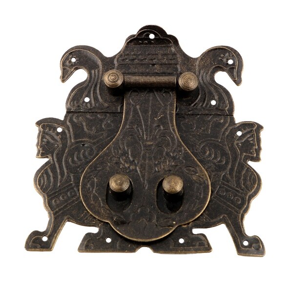 Furniture Metal Vintage Style Wooden Case Bronze Tone 8.5 x 8cm Clasp Hasp Latch