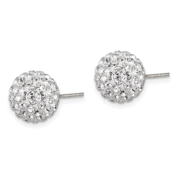 Sterling Silver White Stellux Crystal 10mm Post Earrings 