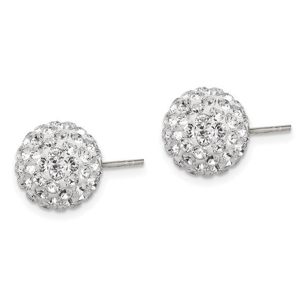 Sterling Silver White Stellux Crystal 10mm Post Earrings Sterling Silver White Stellux Crystal 10mm Post Earrings