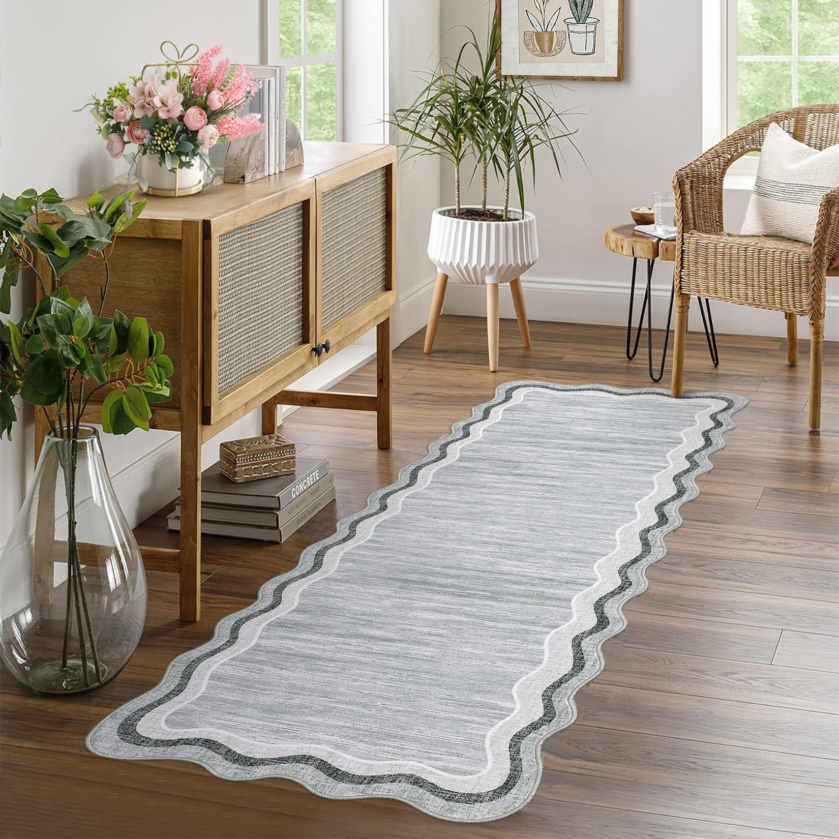Garvee Modern Waves Scalloped Area Rug - Overstock - 42960636