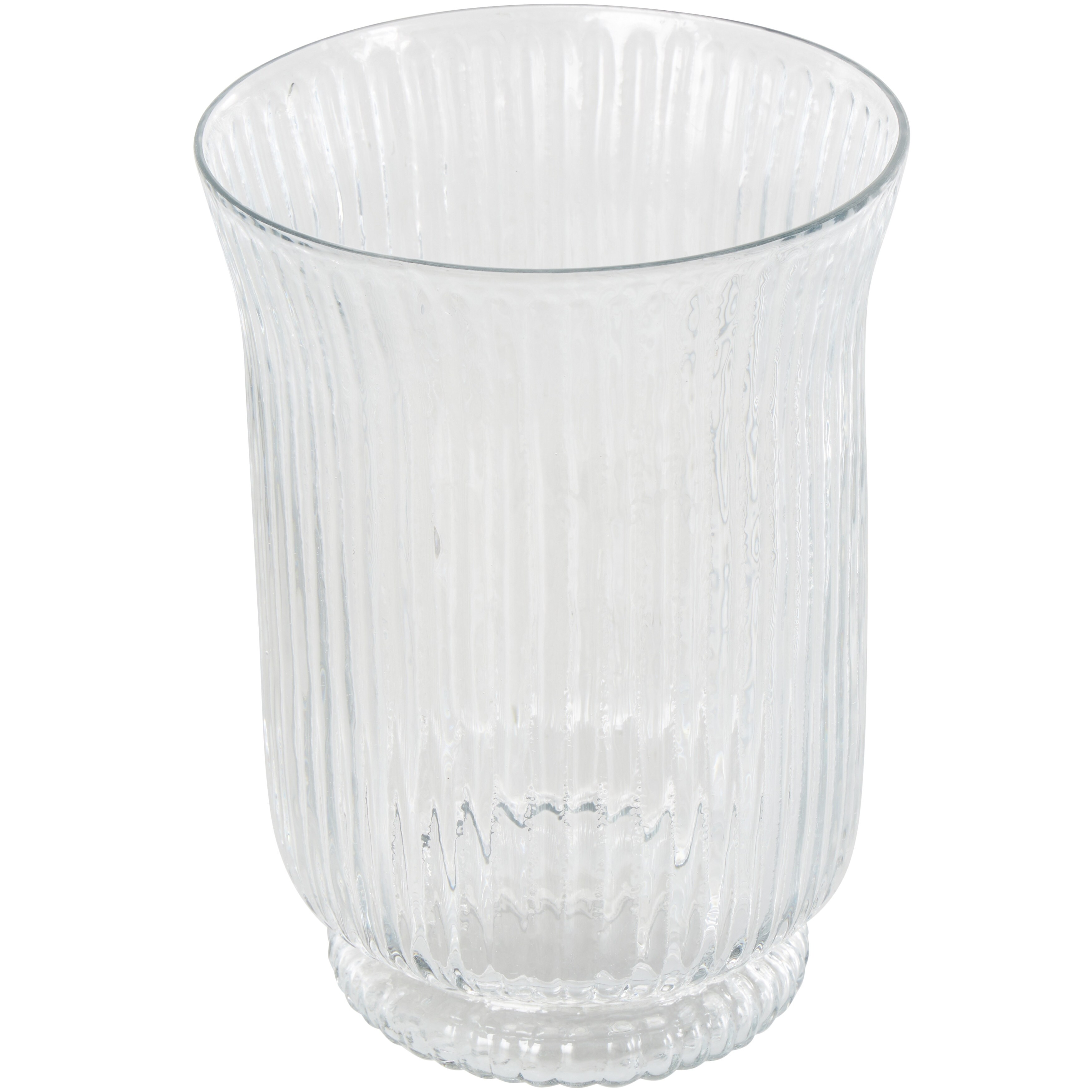 Roche River Decor - Glass Ribbed Fluted Candle Holder - Clear - 6"W x 6"L x 8"H