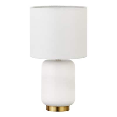 Ceramic Cylinder Table Lamp with White Drum Shade and Rocker Switch - 8” x 8” x 15” (D x W x H)