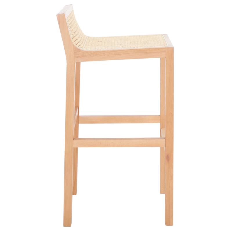 SAFAVIEH Crete Low Back Cane Bar Stool - 16" W x 20" D x 38" H - 16Wx19Dx37H