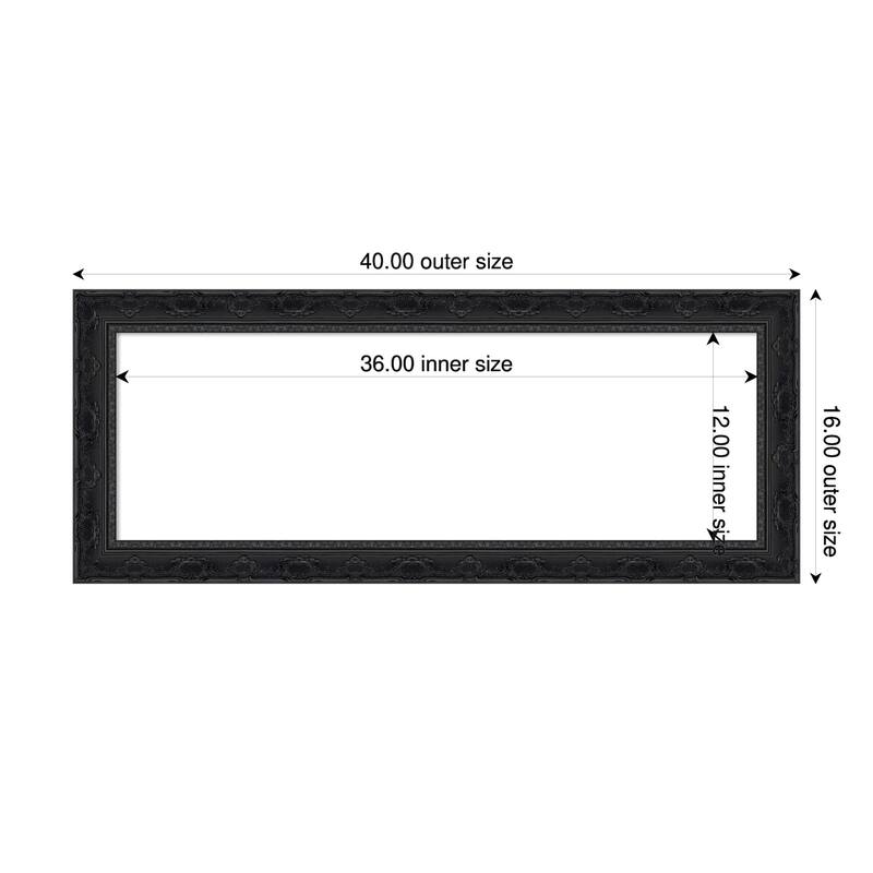Filigree Framed Dry Erase Magnetic Board - 40 x 16 in - Filigree Gloss Black