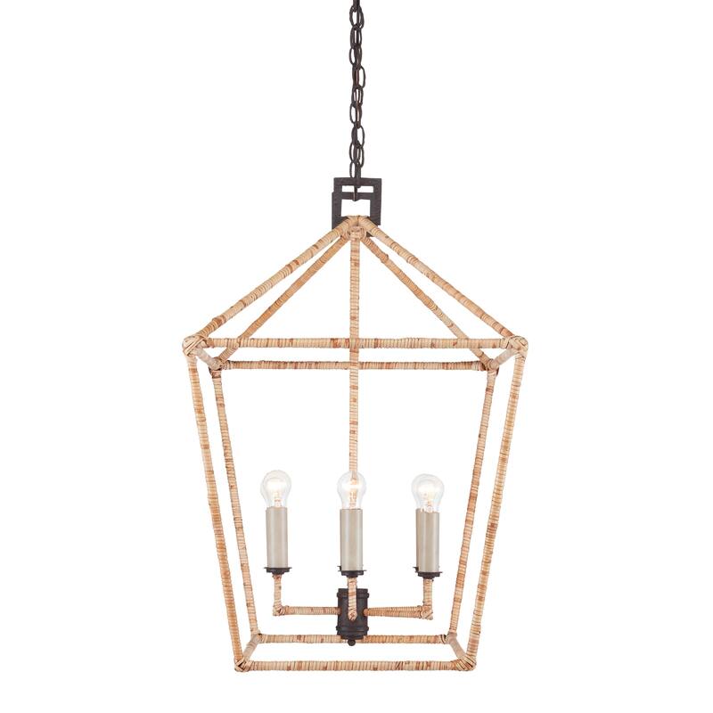 Currey & Company Denison Rattan Rectangular Lantern - 34"h x 40"w x 20"d