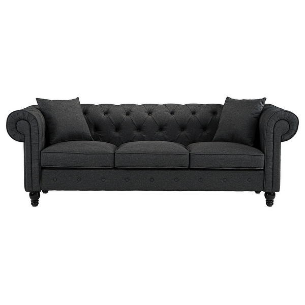 Classic Chesterfield Linen Sofa. Opens flyout.