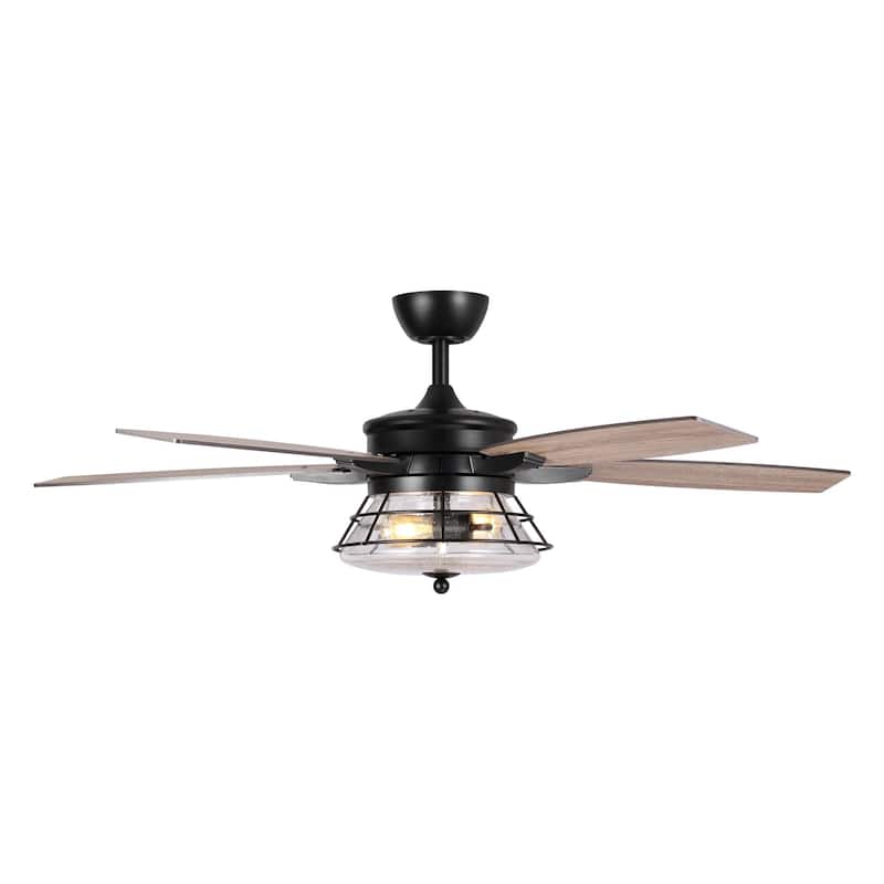 52" 5-Blade 2-Light Industrial Ceiling Fan with Light