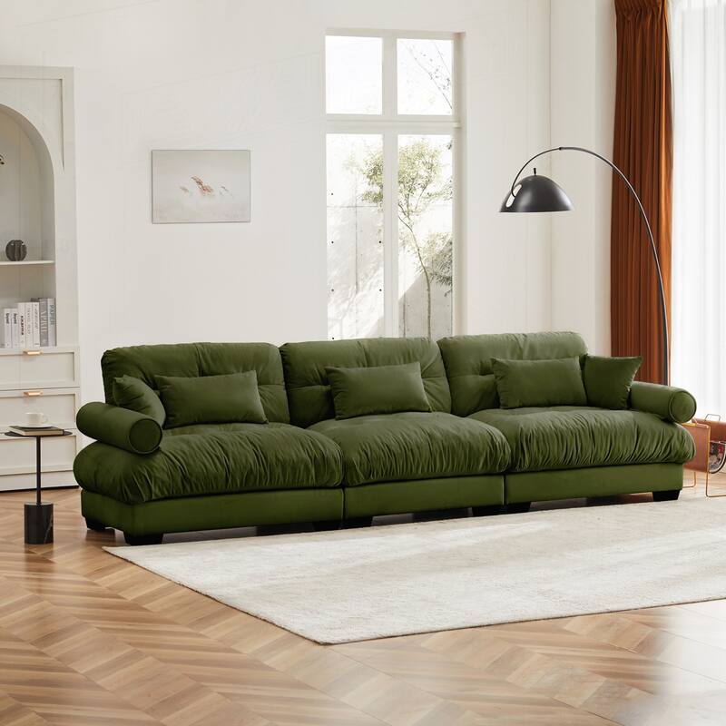 Luxurious Oversize Velvet Sofa with Multiple Pillows for Supreme Comfort