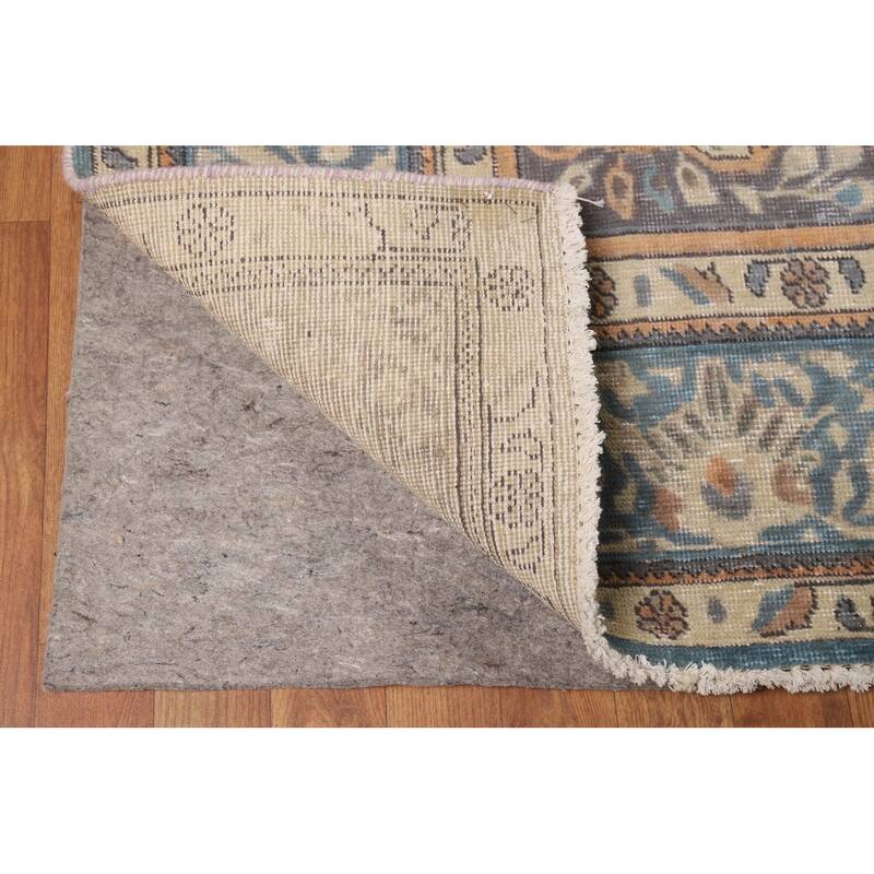 Floral Tabriz Persian Rug Handmade Blue Traditional Wool Carpet - 9'9"x 12'9"