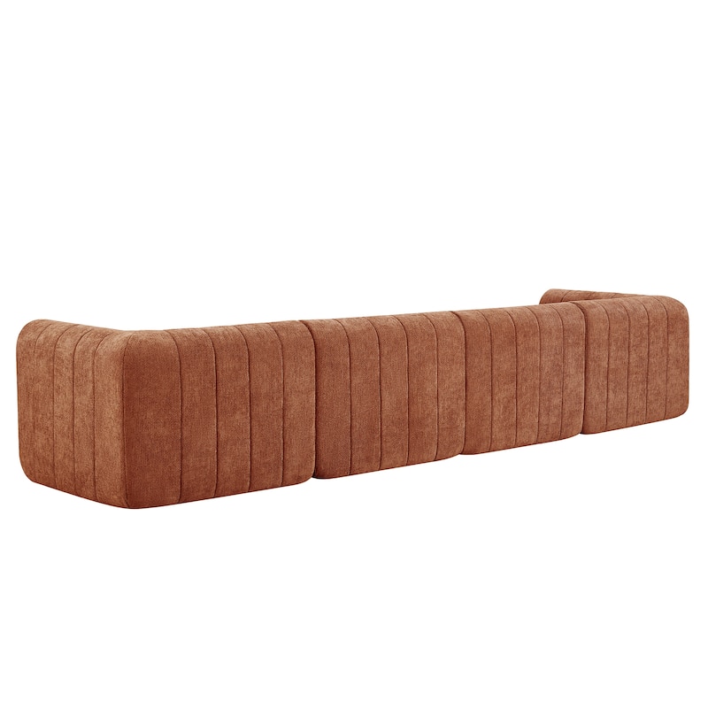 Christopher Knight Home - Modular Polyester Upholstered Sectional Sofa with 4-Piece Compressed Sponge - 145.5"