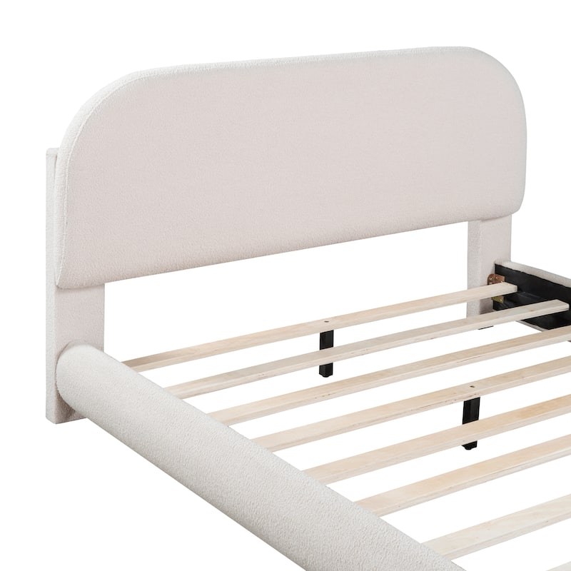 Teddy Fleece Upholstered Platform Bed with Thick Fabric