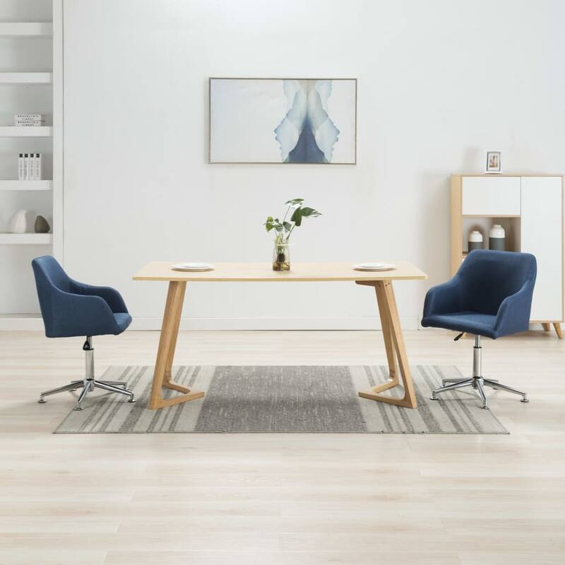 vidaXL Dining Chair 360 Degrees Swivel Accent Desk Chair with Arms Fabric - 21.7" x 20.9" x (30.7"-36.2")
