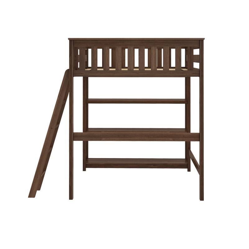 Max and Lily Full-Size High Loft Bed with Bookcase